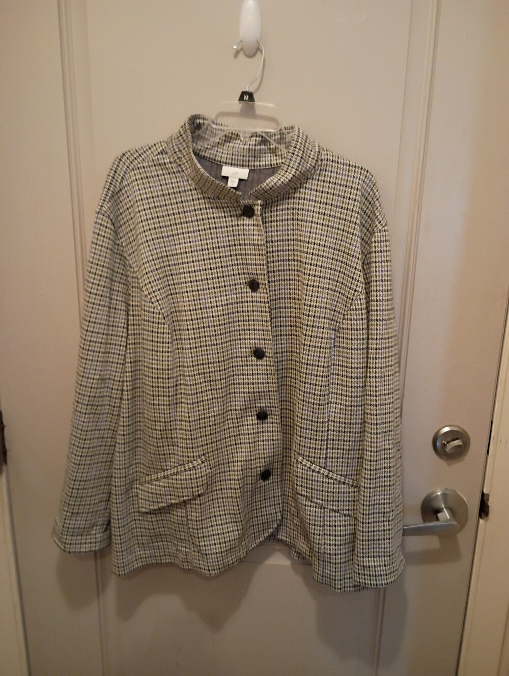 J.Jill Women's Check Button-Front Jacket In Barleymult Size 4X